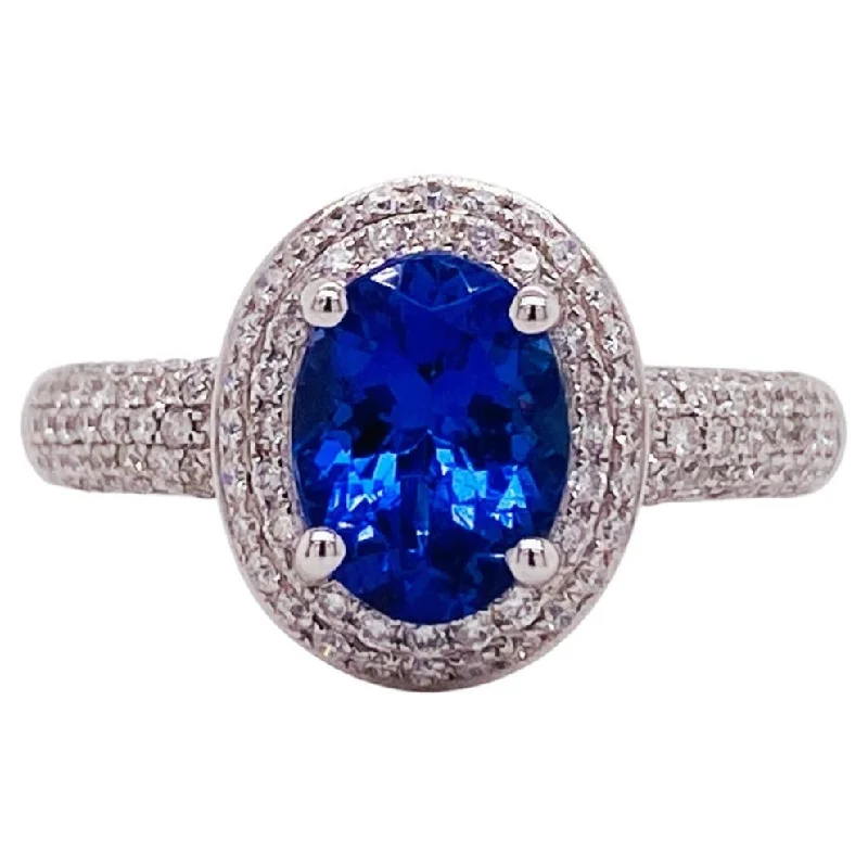 Tanzanite Double Diamond Halo Ring