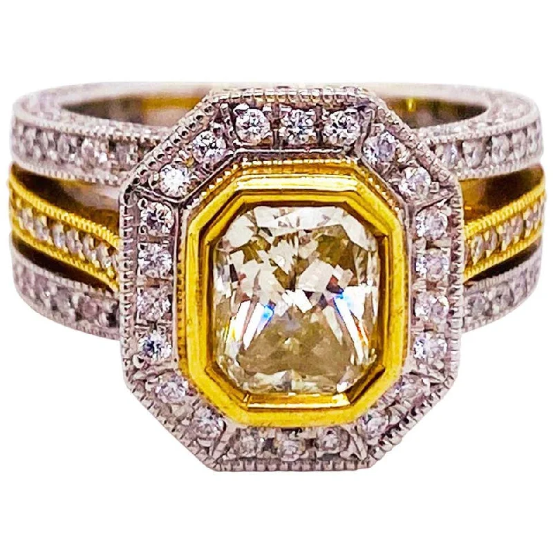 1.5 Carat Fancy Yellow Radiant Diamond Ring