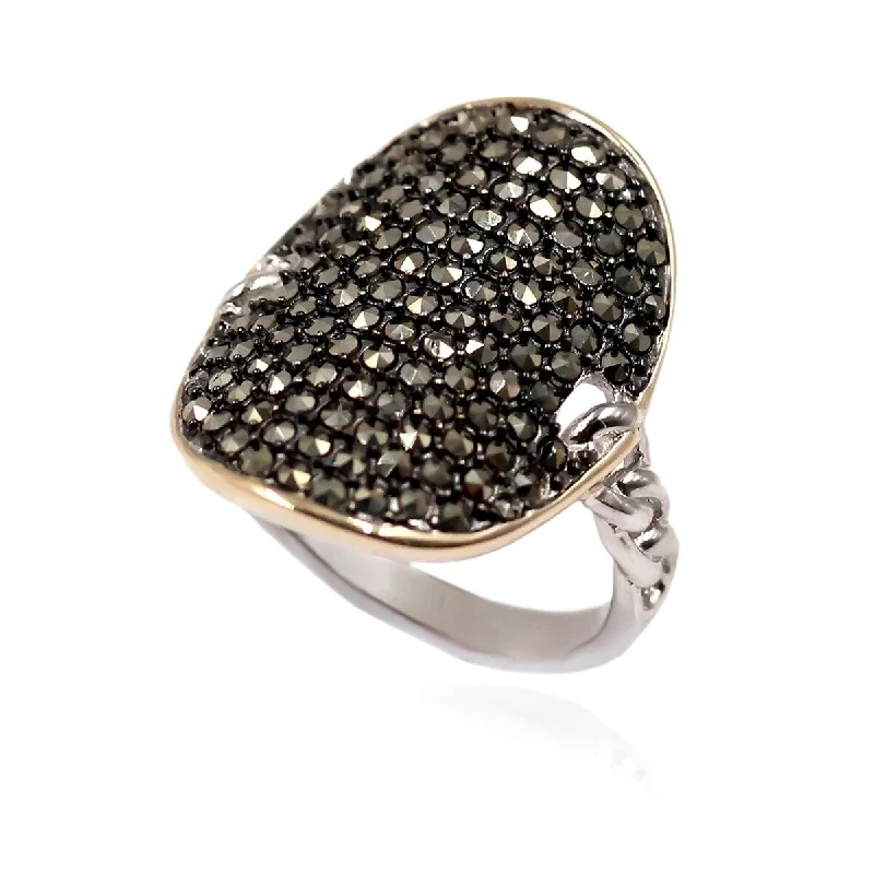 14k Gold and Sterling Silver Marcasite Ring