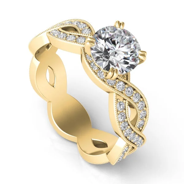 Diamond Twisted Milgrain Engagement Ring