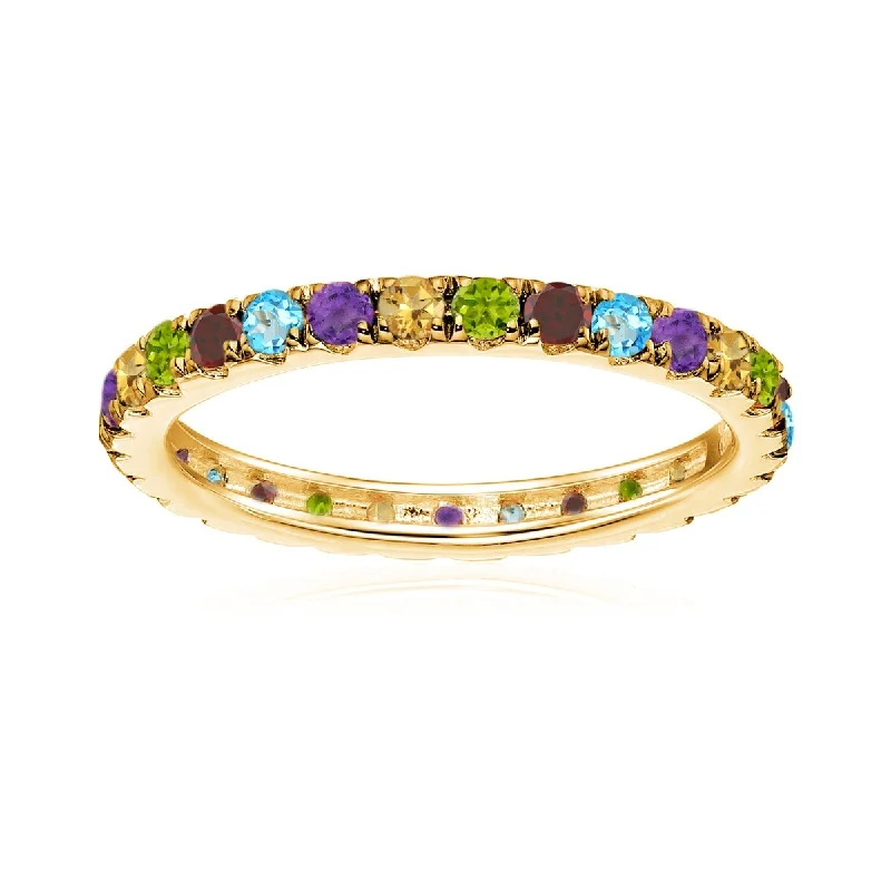 14Kt Gold Multi Gemstone Eternity Band Ring