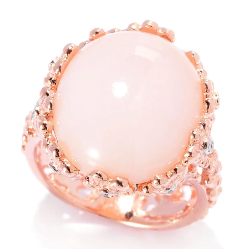 18k Rose Gold-plated Silver Pink Opal Cocktail Cluster Ring