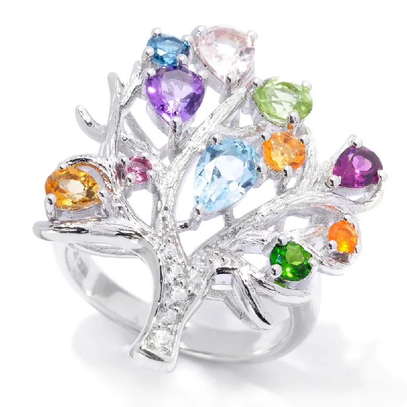 2.21ctw Multi Gemstone Tree of Life Ring