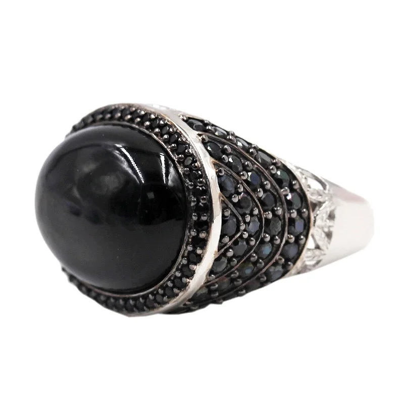 925 Sterling Silver Black Onyx and Black Spinel