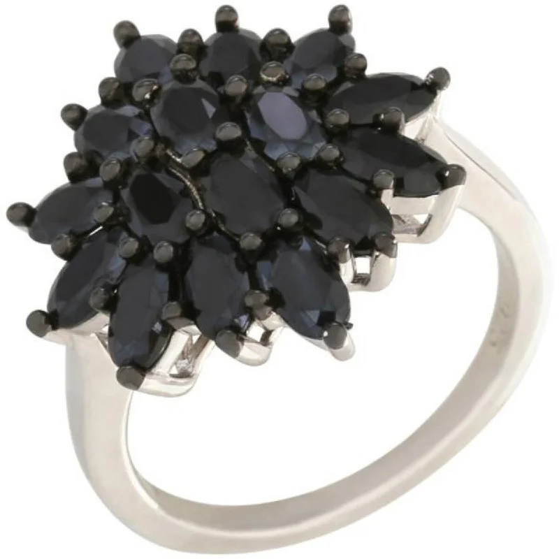 925 Sterling Silver Black Spinel Gemstone Ring