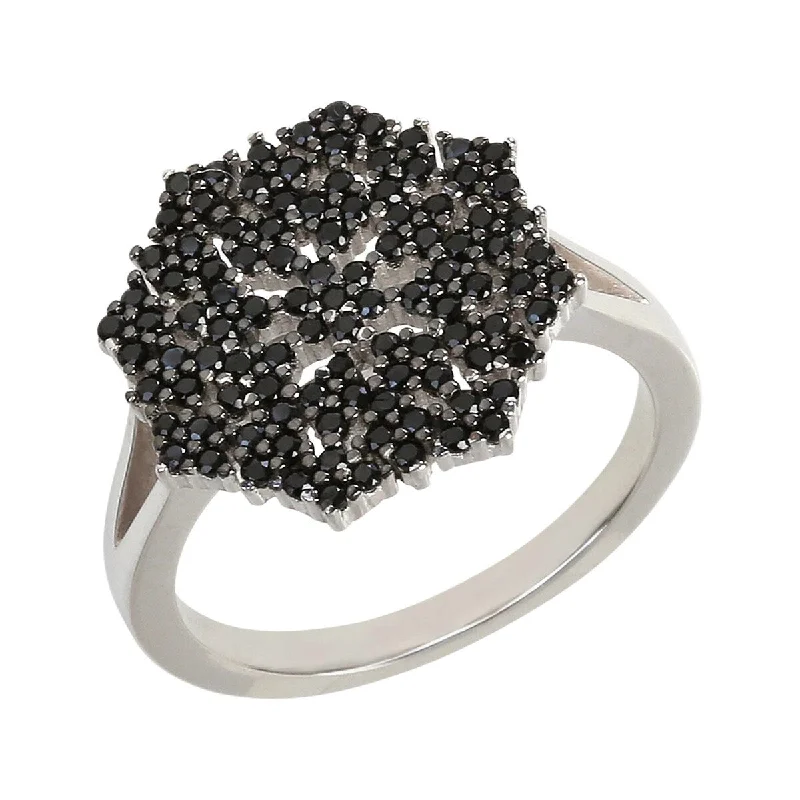 925 Sterling Silver Black Spinel Ring