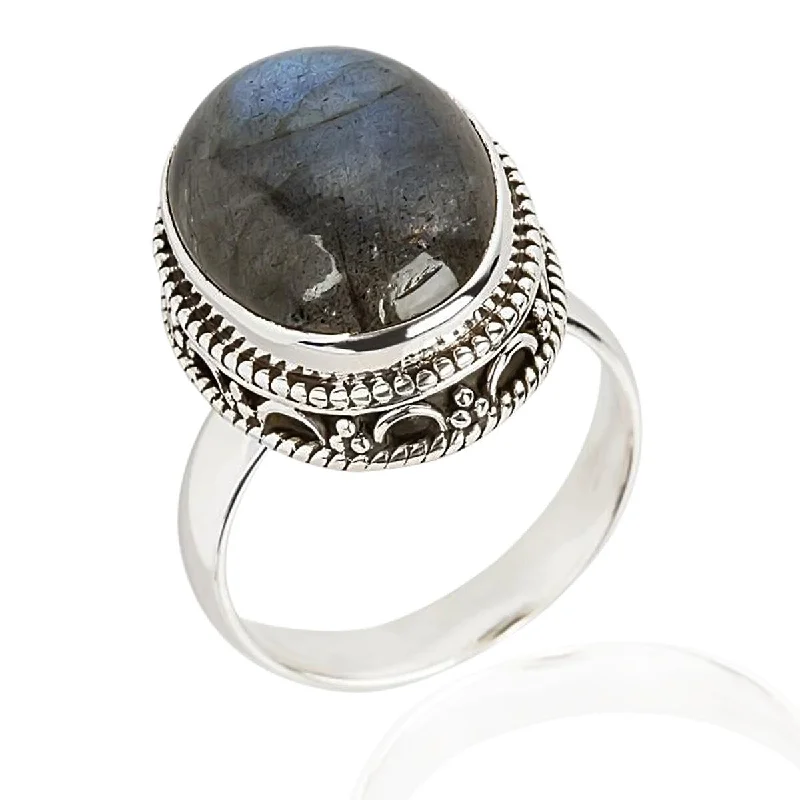 925 Sterling Silver Labradorite Solitaire Ring