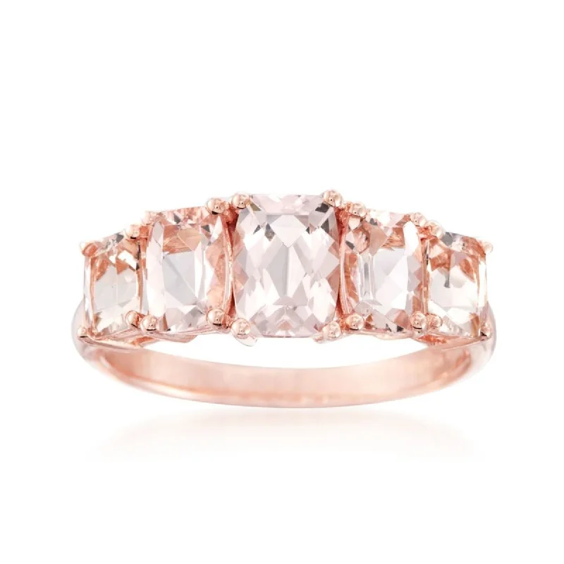 925 Sterling Silver Morganite 5-Stone Ring