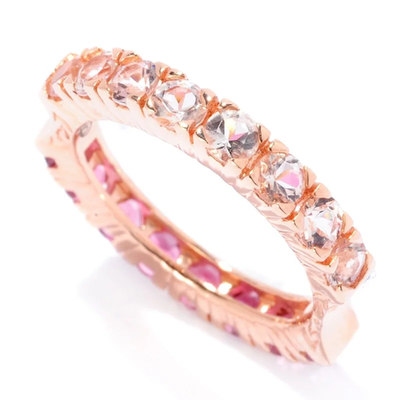 925 Sterling Silver Morganite and Pink Tourmaline Ring