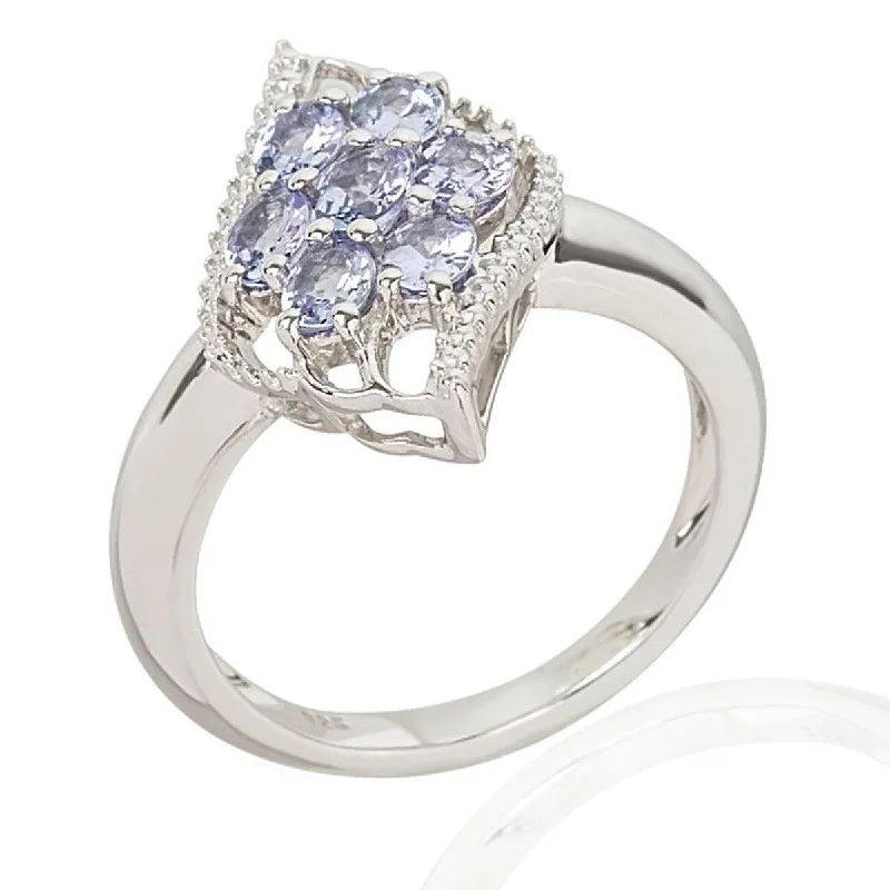 925 Sterling Silver Tanzanite Cluster Ring