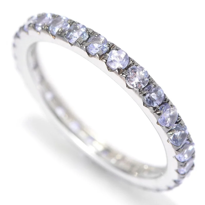 925 Sterling Silver Tanzanite Gemstone Eternity Band Ring