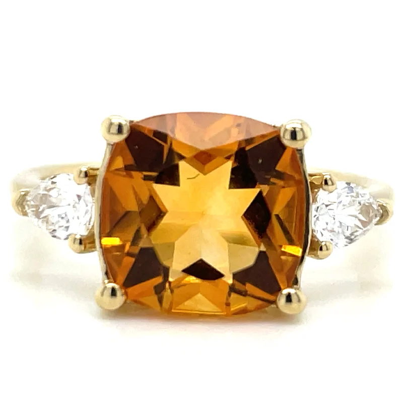 9ct Yellow Gold Earth Grown Citrine And Laboratory Grown Diamond Ring