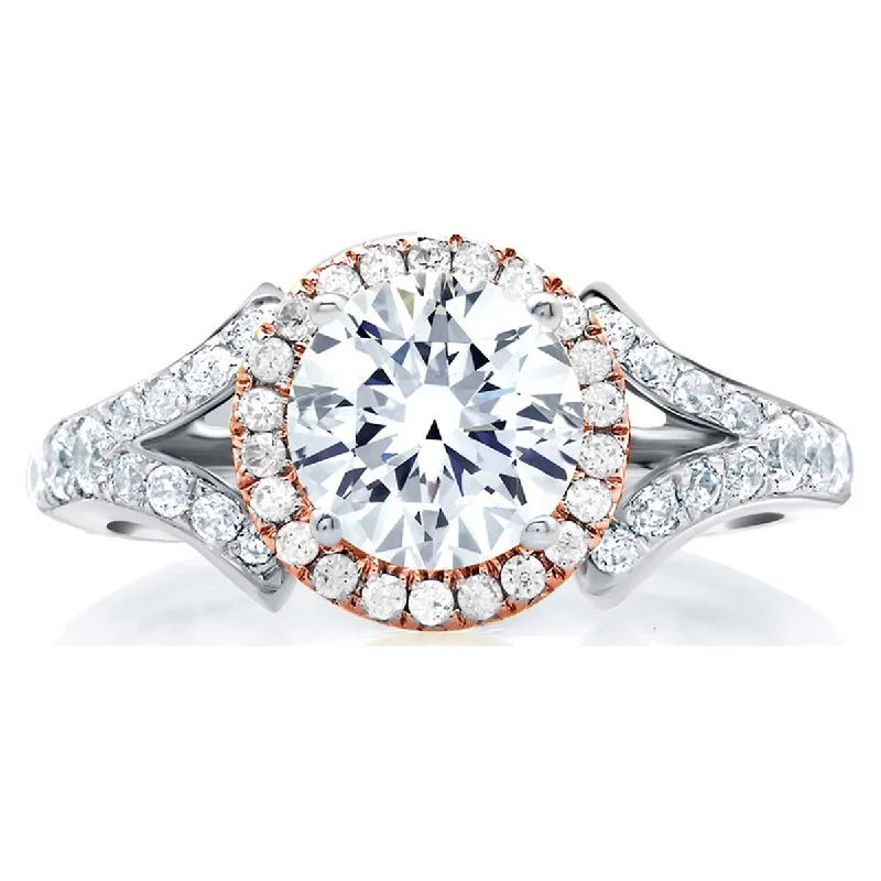 A.Jaffe Center of My Universe Rose Gold Diamond Halo Designer Engagement Ring MES636/148