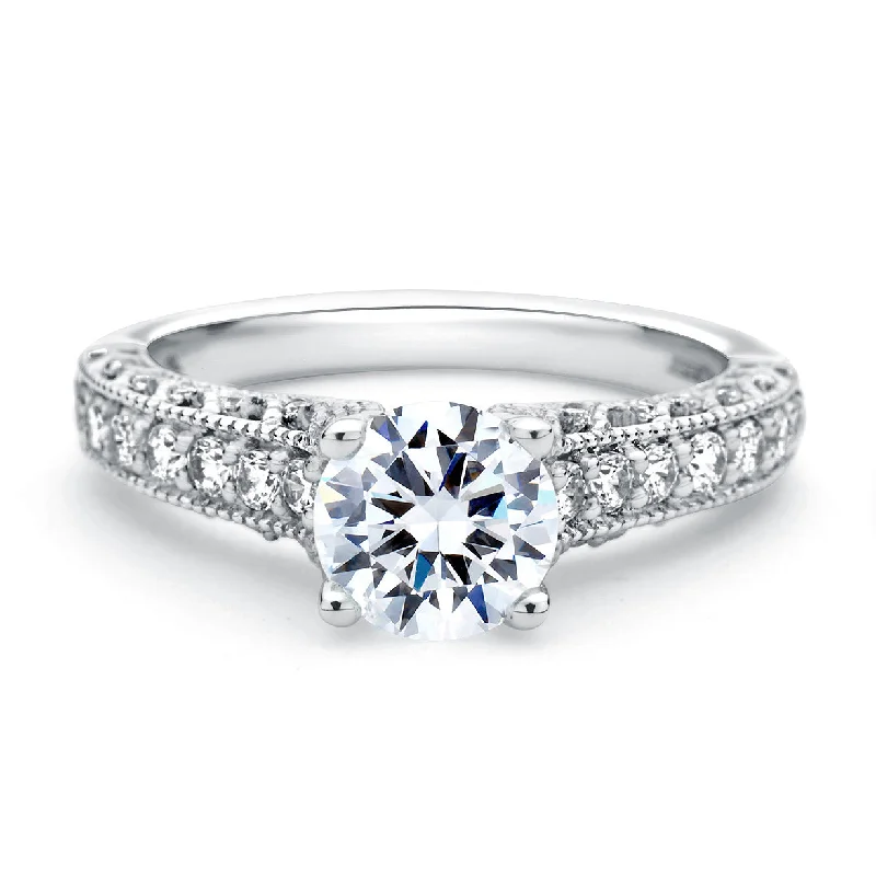 A.Jaffe Classic Milgrain with Intricate Diamond Gallery Accent Engagement Ring ME1664/137