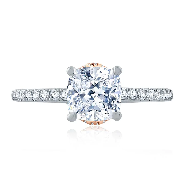 A.Jaffe Cushion Center with Diamond Belted Gallery Detail Quilted Engagement Ring ME2171Q/179