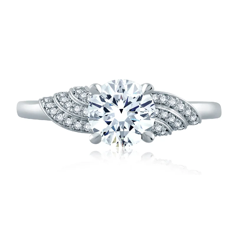 A.Jaffe Diamond Asymmetrical Wave Solitaire Engagement Ring MES856/112