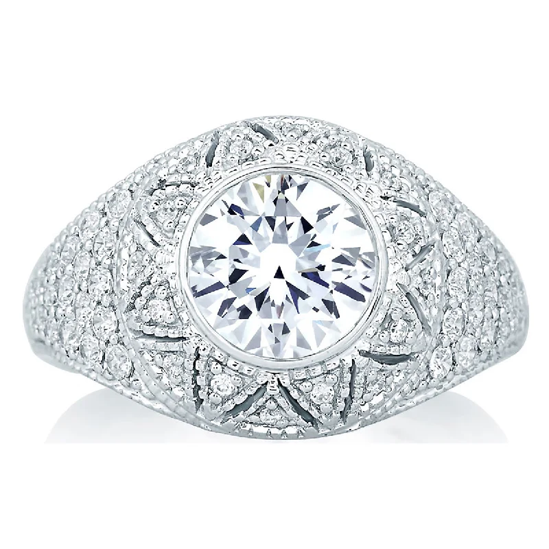 A.Jaffe Deco Style Studded Designer Diamond Engagement Ring MES653/204