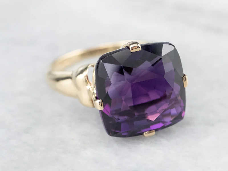 Amethyst Statement Ring in Yellow Gold