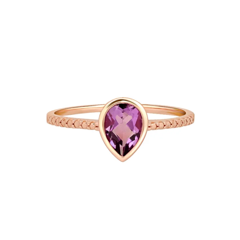 Amethyst Teardrop Bezel Set Cocktail Ring