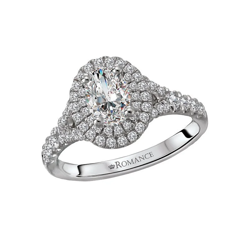 Romance Bridal Oval Diamond Halo Ring with 1.20 Carats