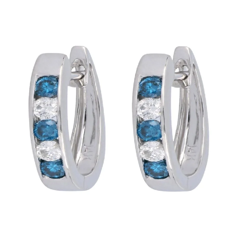 Blue Diamond Earrings (Blue Diamond 0.34 cts. White Diamond 0.23 cts.)