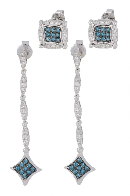 Blue Diamond Earrings (Blue Diamond 0.34 cts. White Diamond 0.27 cts.)