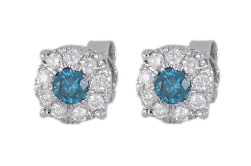 Blue Diamond Ladies Earrings (Blue Diamond 0.58 cts. White Diamond 0.53 cts.)