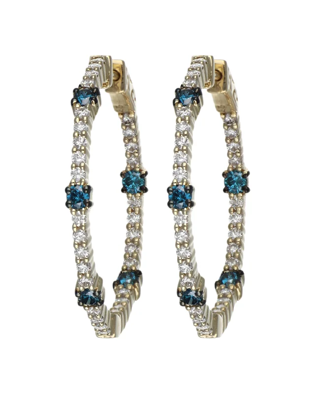 Blue Diamond Earrings (Blue Diamond 0.69 cts. White Diamond 1.17 cts.)