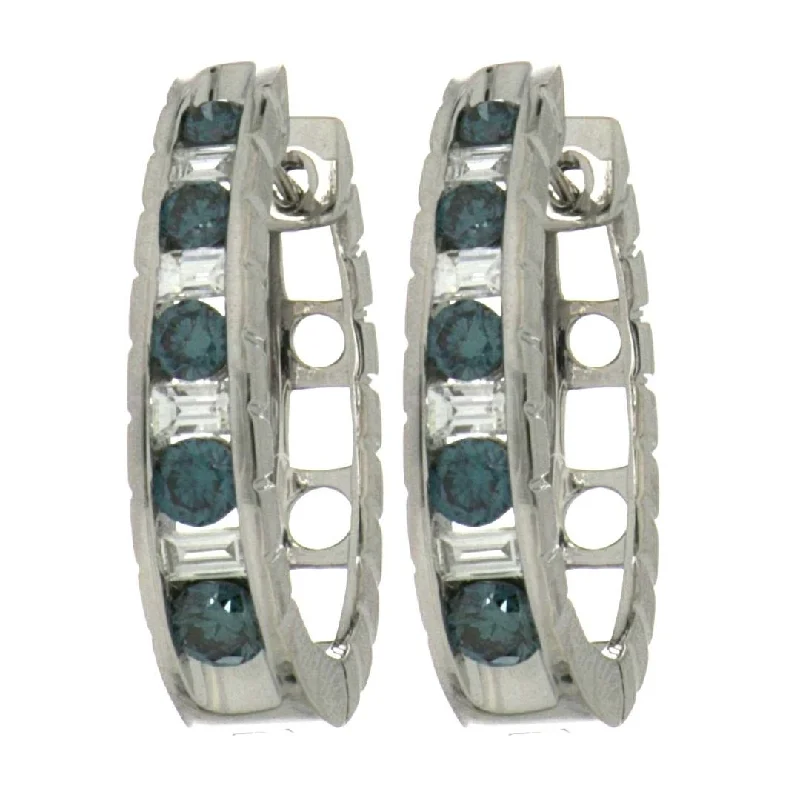 Blue Diamond Earrings (Blue Diamond 0.754 cts. White Diamond 0.36 cts.)