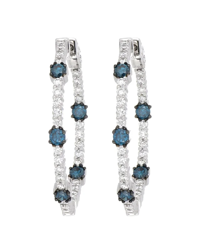 Blue Diamond Earrings (Blue Diamond 0.85 cts. White Diamond 1.13 cts.)