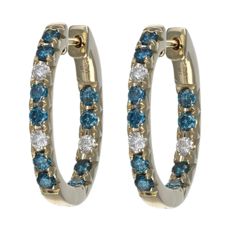 Blue Diamond Earrings (Blue Diamond 0.93 cts. White Diamond 0.27 cts.)