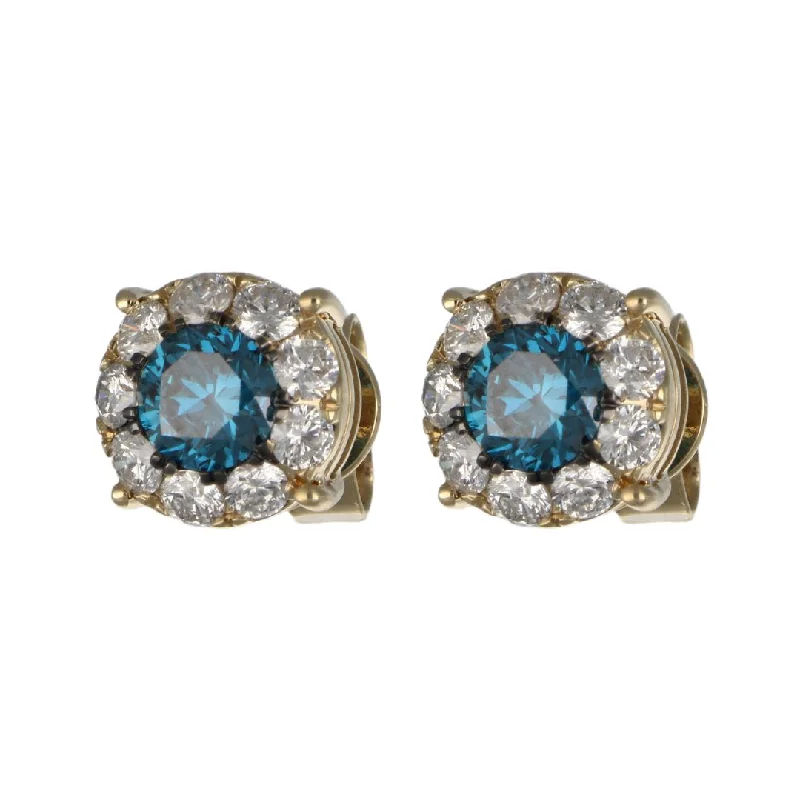 Blue Diamond Earrings (Blue Diamond 1.02 cts. White Diamond 0.78 cts.)