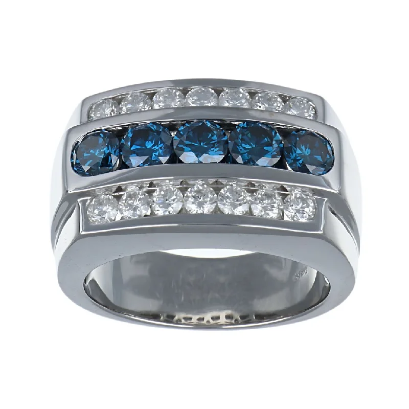 Blue Diamond Men's Ring (Blue Diamond 1.54 cts. White Diamond 1.01 cts.)