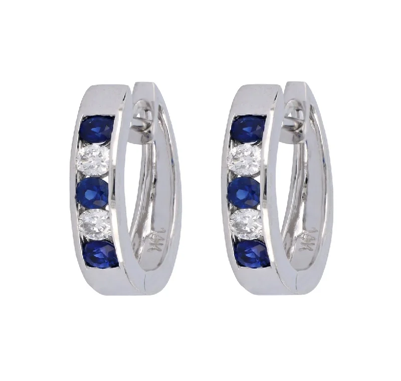 Blue Sapphire Earrings (Blue Sapphire 0.43 cts. White Diamond 0.24 cts.)