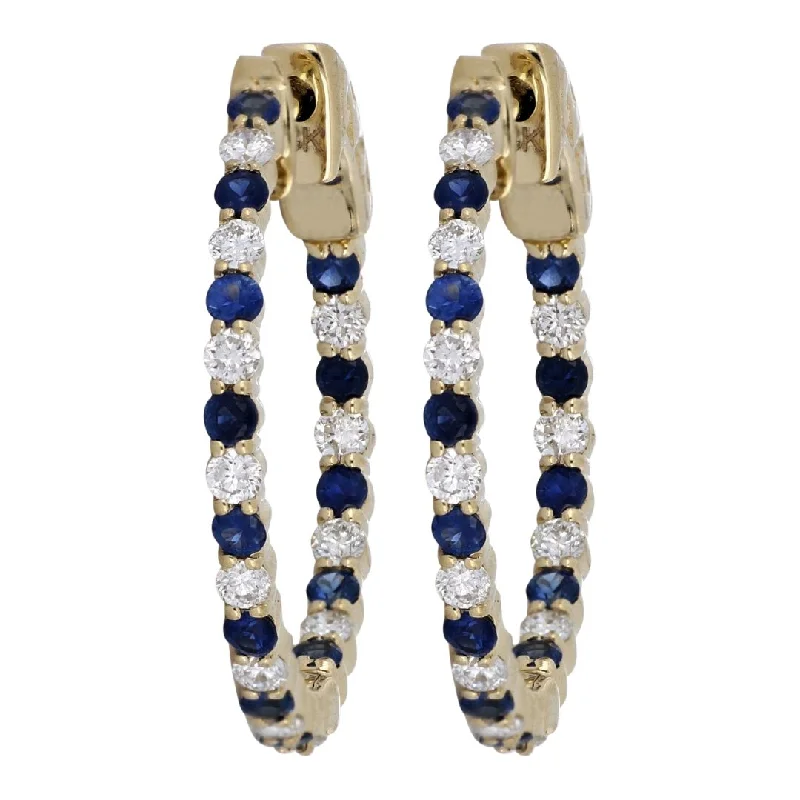 Blue Sapphire Earrings (Blue Sapphire 0.68 cts. White Diamond 0.55 cts.)