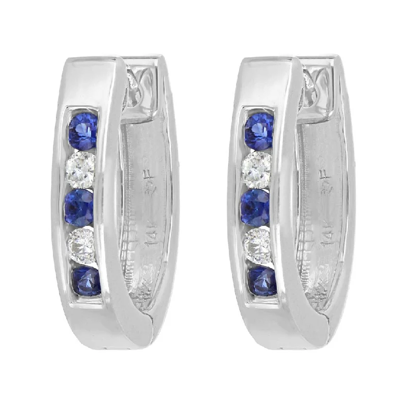 Blue Sapphire Earrings (Blue Sapphire 0.71 cts. White Diamond 0.34 cts.)