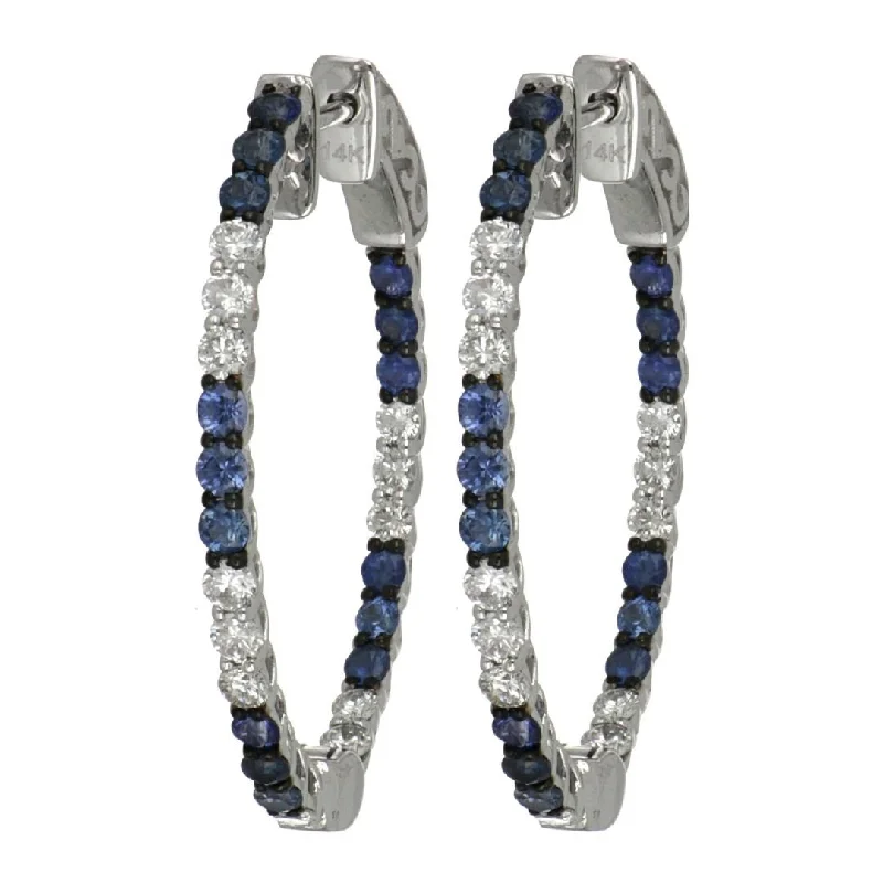 Blue Sapphire Earrings (Blue Sapphire 1.27 cts. White Diamond 0.76 cts.)