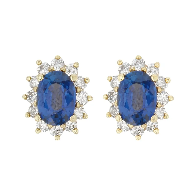 Blue Sapphire Earrings (Blue Sapphire 2.36 cts. White Diamond 0.56 cts.)