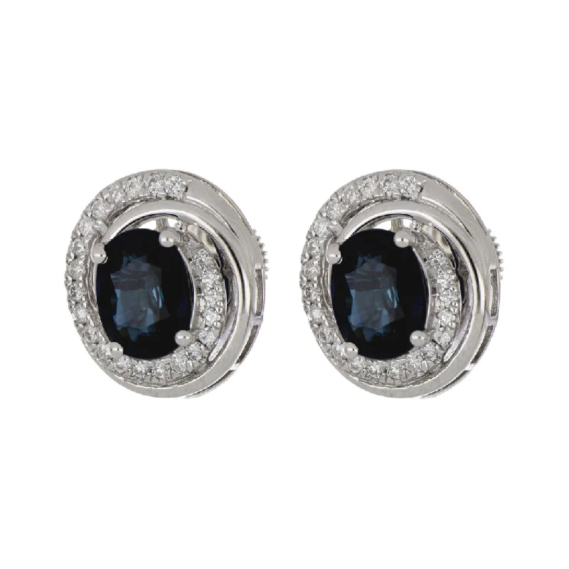 Blue Sapphire Earrings (Blue Sapphire 3.35 cts. White Diamond 0.38 cts.)