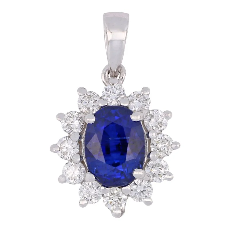 Blue Sapphire Pendant (Blue Sapphire 1.61 cts. White Diamond 0.47 cts.)