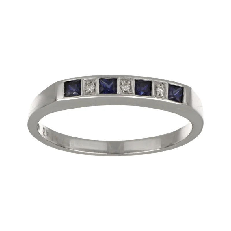 Blue Sapphire Ring (Blue Sapphire 0.26 cts. White Diamond 0.01 cts.)