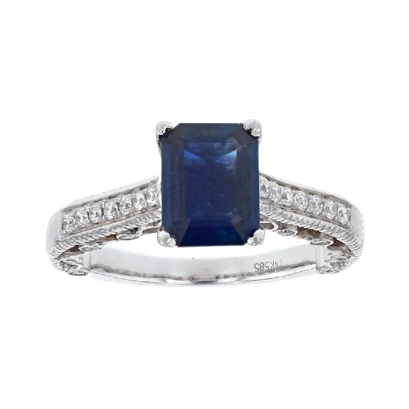 Blue Sapphire Ring (Blue Sapphire 2.11 cts. White Diamond 0.33 cts.)