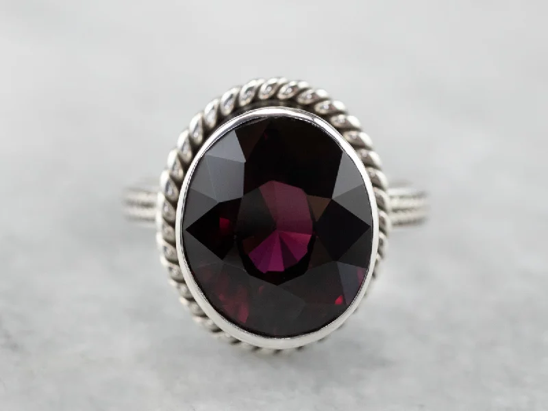 Bold Sterling Silver Garnet Ring