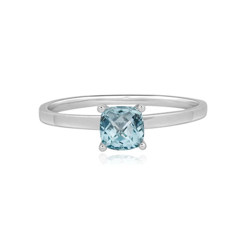 Cushion Cut Blue Topaz Cocktail Ring