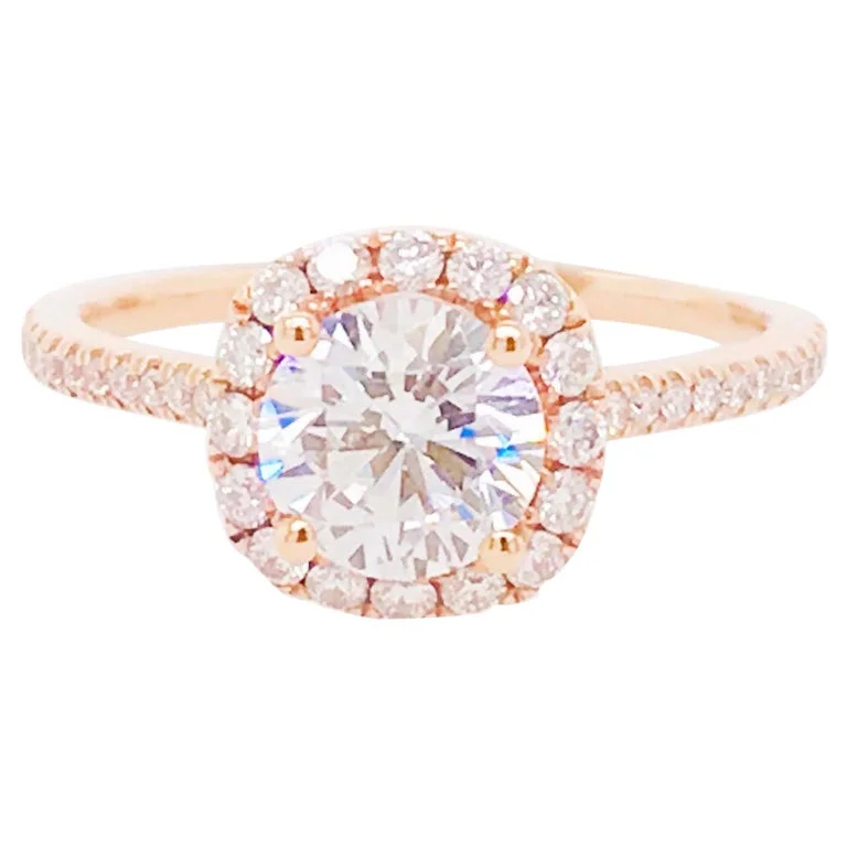 Round Diamond Cushion Halo Engagement Ring