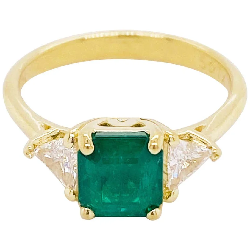 Emerald and Diamond Three Stone Ring