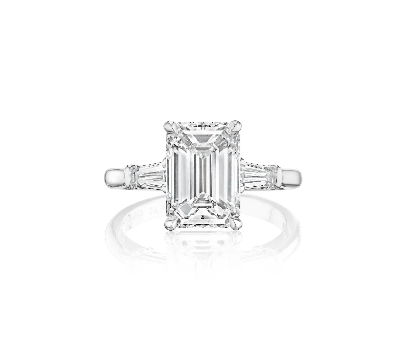 Fink's Exclusive Emerald Cut Engagement Ring with Baguette Side Diamonds