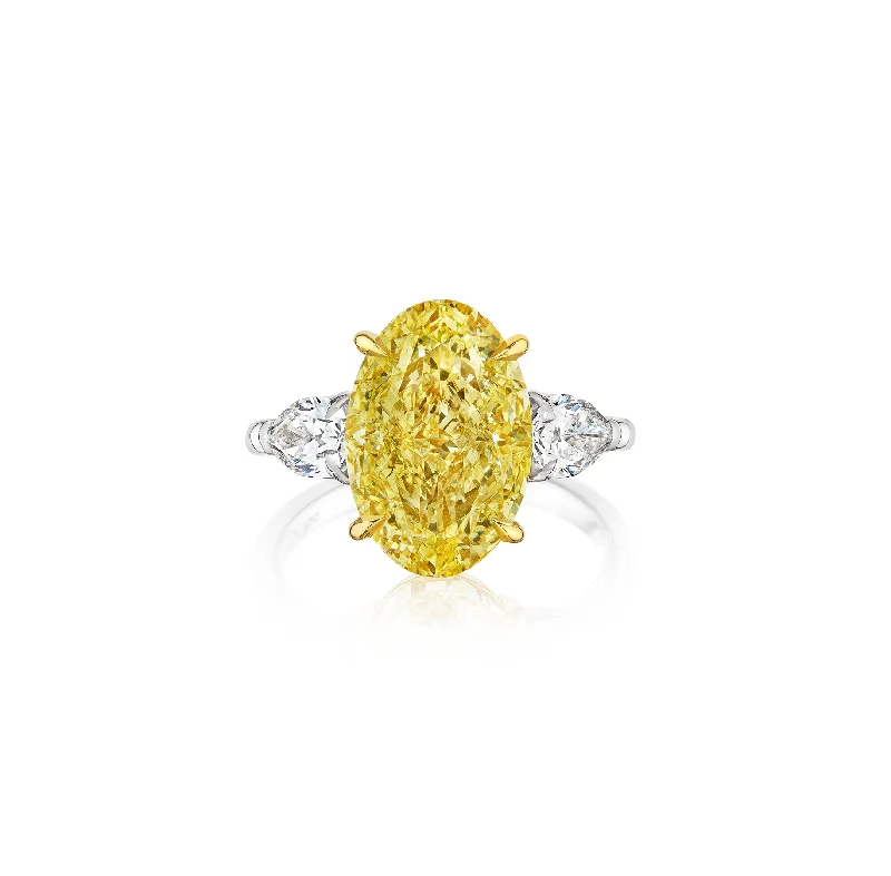 Fink's Exclusive Fancy Light Yellow Oval and Pear Diamond Engagement Ring