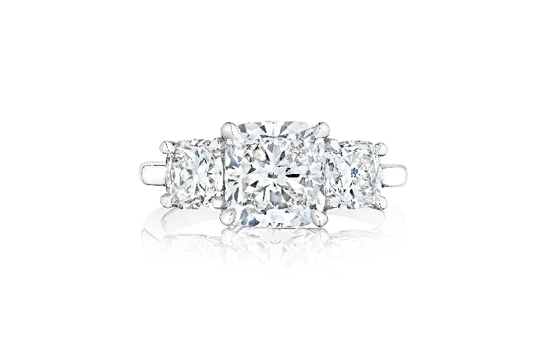 Fink's Exclusive Platinum Cushion Diamond Engagement Ring with Accent Diamonds