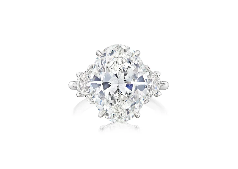 Fink's Exclusive Platinum Oval Diamond Engagement Ring with Diamond Side Accents